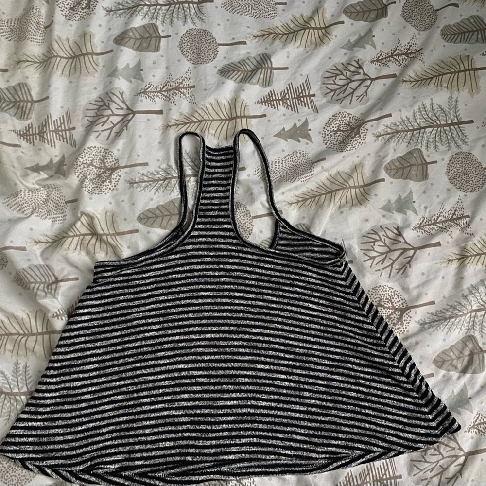 American Eagle Outfitters Black and White Striped Tank Top